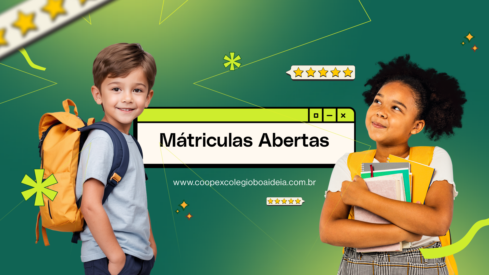 Matrículas abertas — Coopex Colégio Boa Ideia